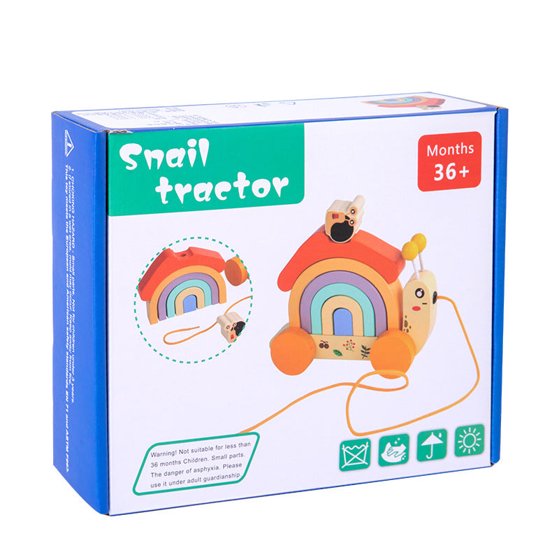 Tracteur Arc-en-Ciel Escargot en Bois pour Enfants - LylyShop