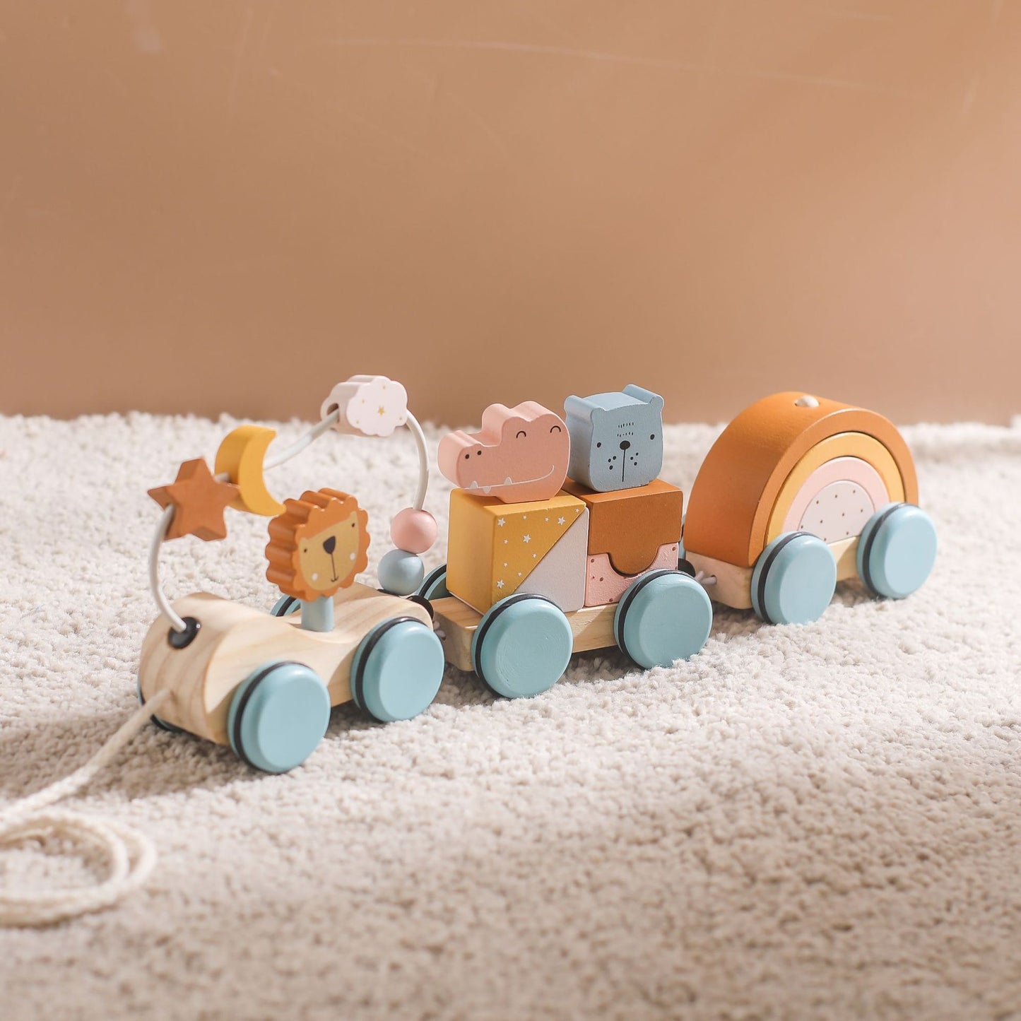 Jouet Train en Bois - Jouet Éducatif Montessori avec Chariot pour Bébé - LylyShop