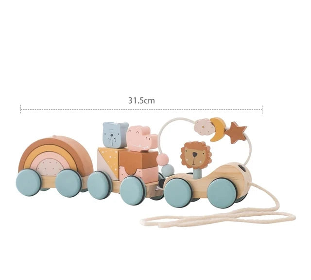 Jouet Train en Bois - Jouet Éducatif Montessori avec Chariot pour Bébé - LylyShop