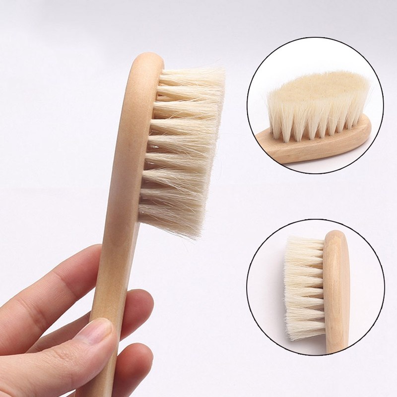 Brosse pour bébé en bois naturel et poils de laine pure - LylyShop