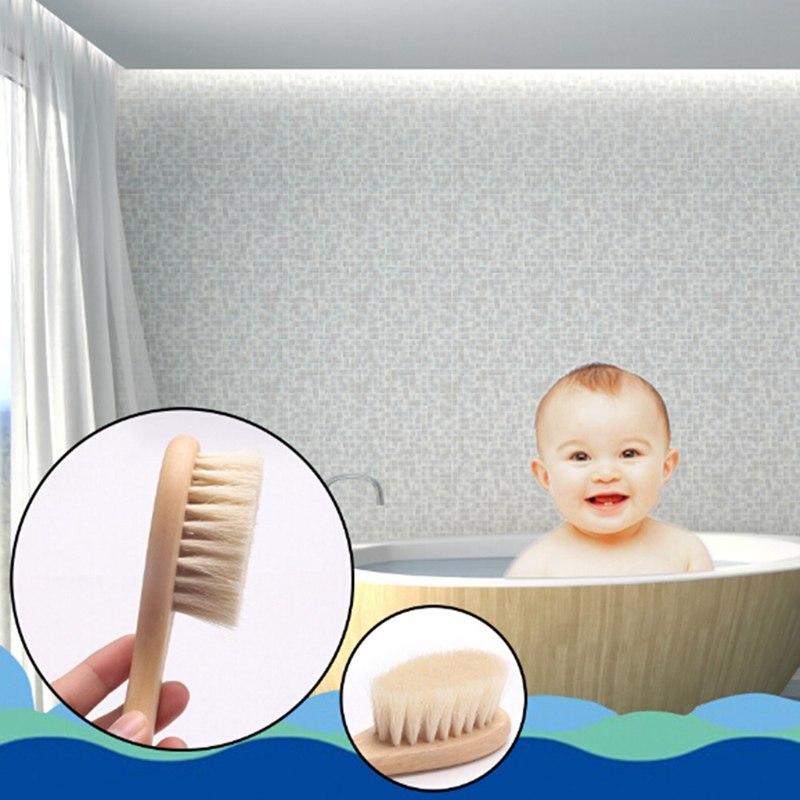 Brosse pour bébé en bois naturel et poils de laine pure - LylyShop