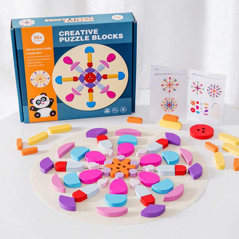 Blocs Créatifs en Bois - Aides Pédagogiques Montessori pour l’Éducation des Enfants - LylyShop