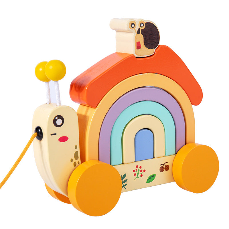 Tracteur Arc-en-Ciel Escargot en Bois pour Enfants - LylyShop