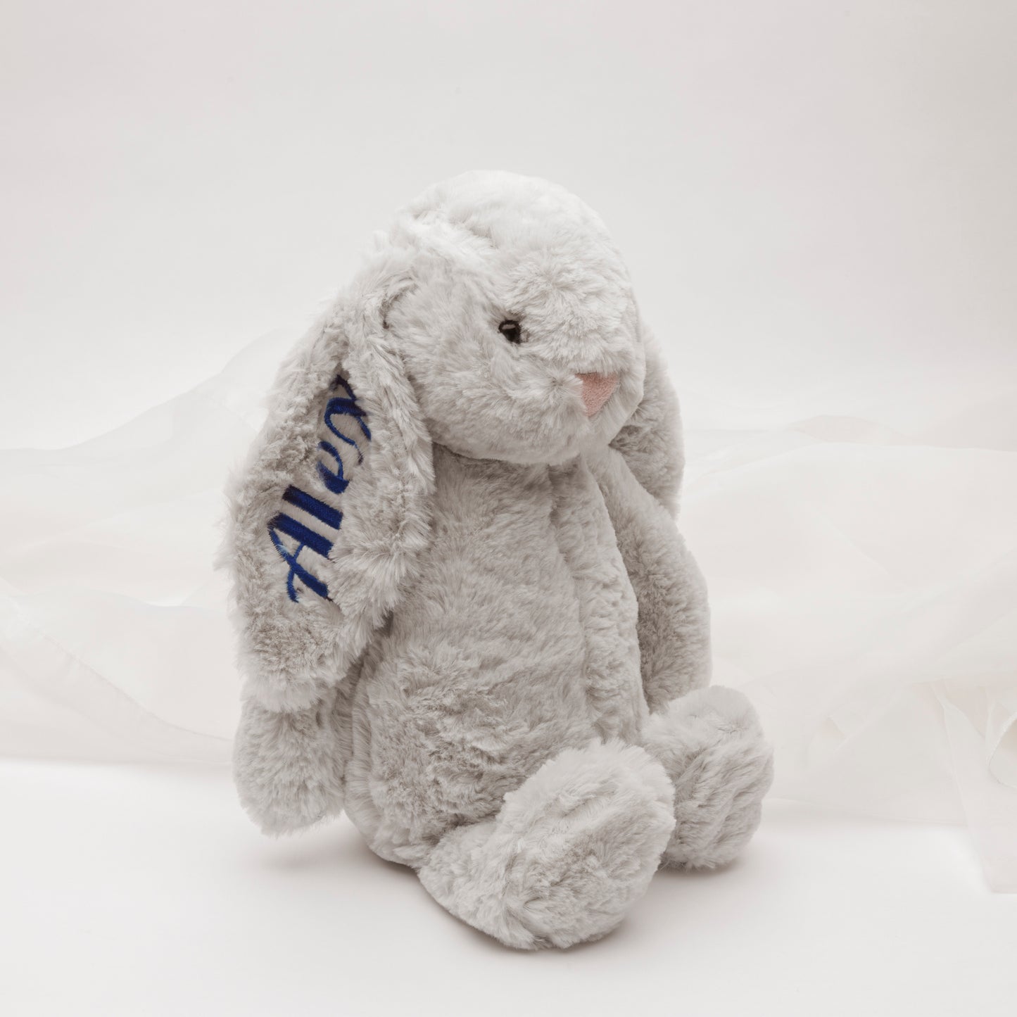 Coffret naissance personnalisé 4-en-1 : Lapin, couverture, lange et attache-tétine personnalisés