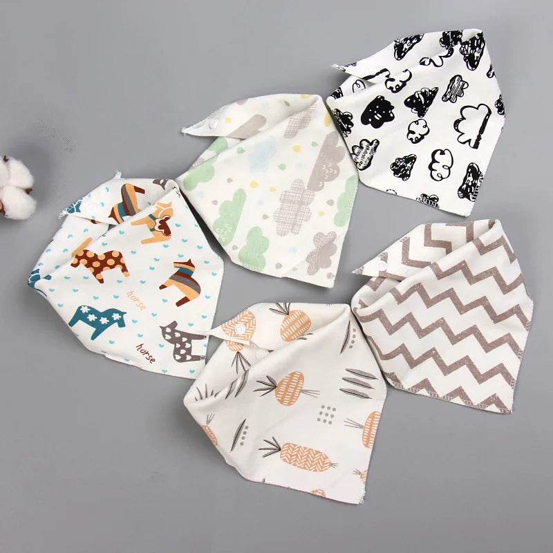 Set de 5 bavoirs triangle en coton double – Bavoirs bandana pour bébé - LylyShop