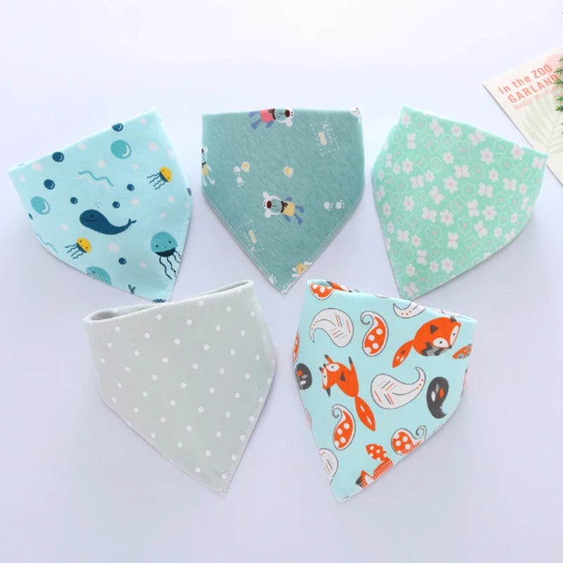 Set de 5 bavoirs triangle en coton double – Bavoirs bandana pour bébé - LylyShop