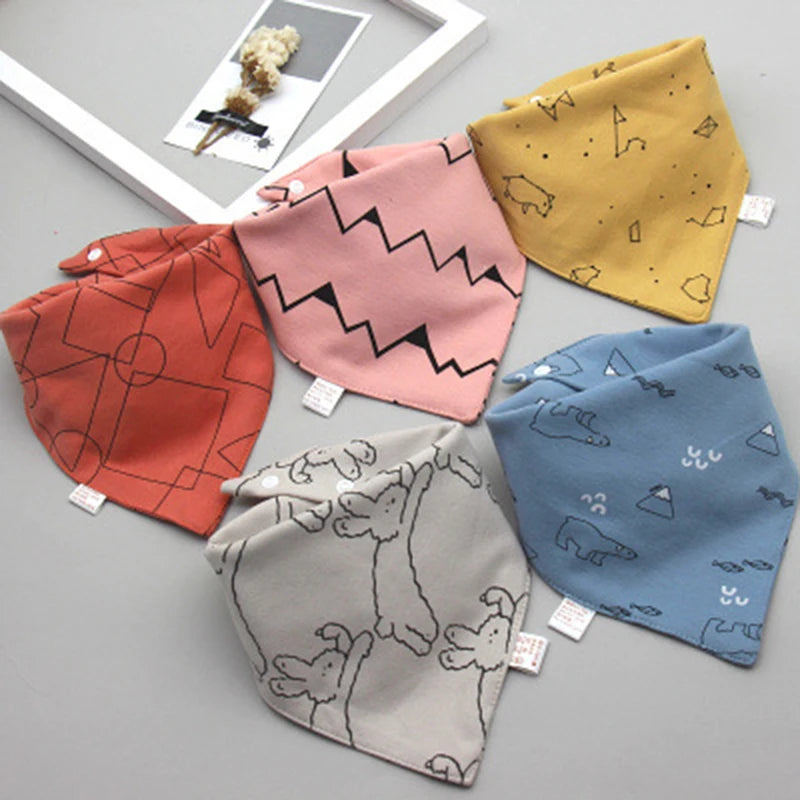 Set de 5 bavoirs triangle en coton double – Bavoirs bandana pour bébé - LylyShop