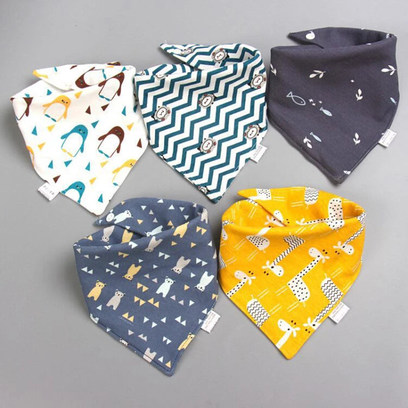 Set de 5 bavoirs triangle en coton double – Bavoirs bandana pour bébé - LylyShop