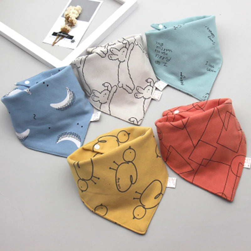 Set de 5 bavoirs triangle en coton double – Bavoirs bandana pour bébé - LylyShop