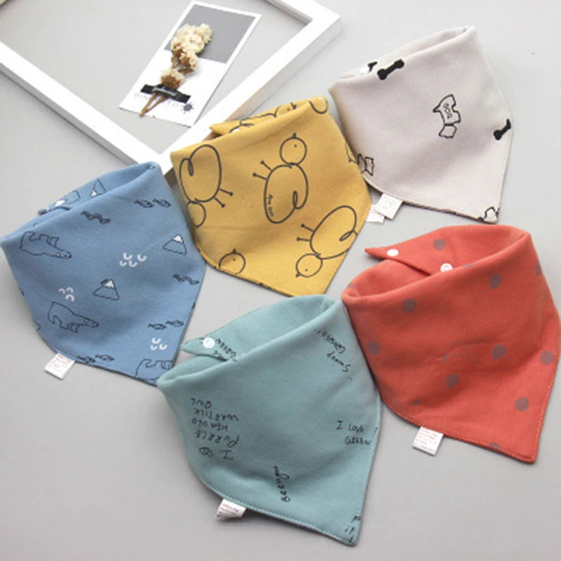 Set de 5 bavoirs triangle en coton double – Bavoirs bandana pour bébé - LylyShop