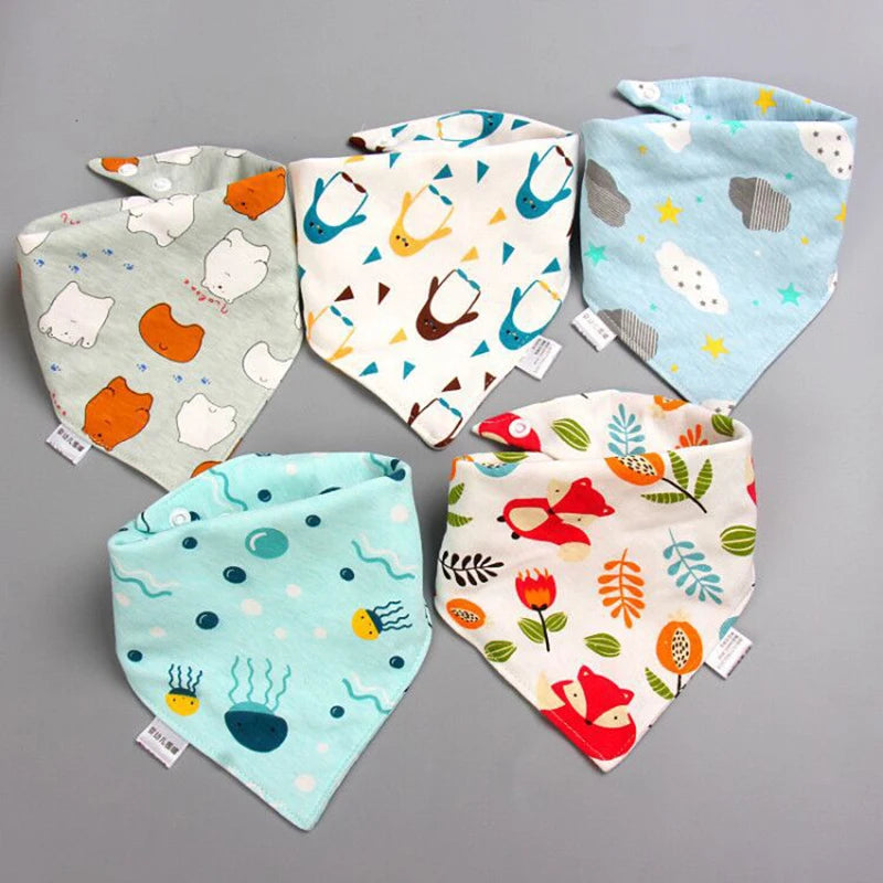 Set de 5 bavoirs triangle en coton double – Bavoirs bandana pour bébé - LylyShop