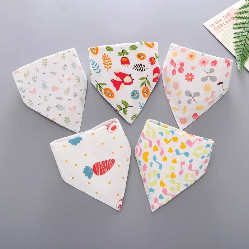 Set de 5 bavoirs triangle en coton double – Bavoirs bandana pour bébé - LylyShop