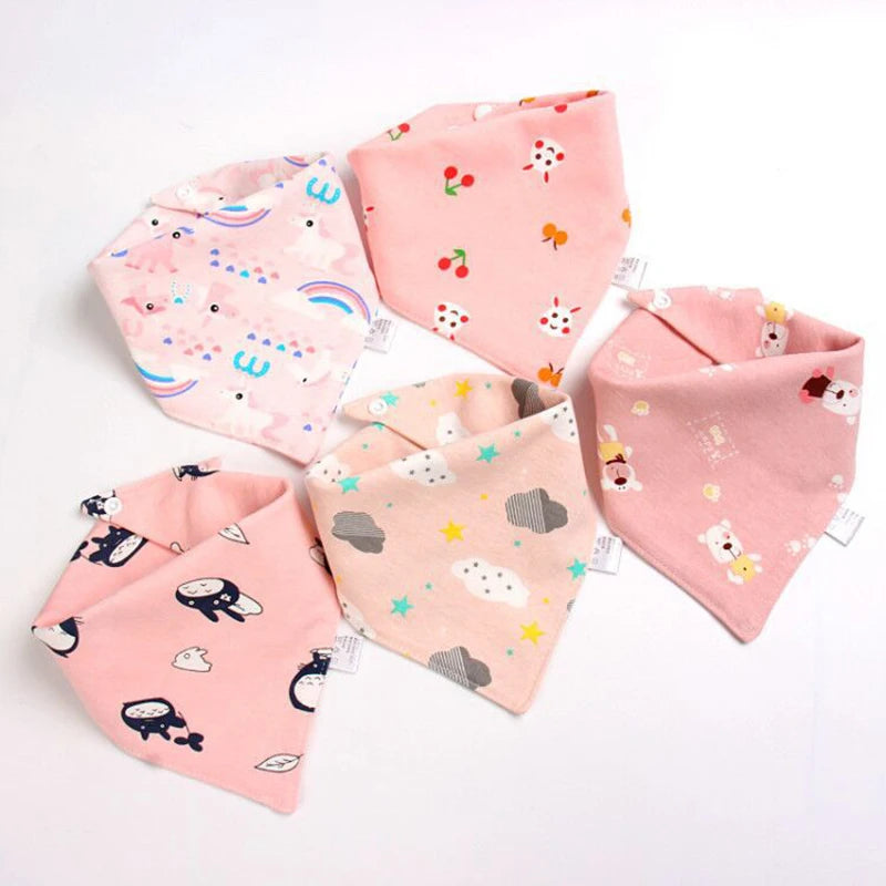 Set de 5 bavoirs triangle en coton double – Bavoirs bandana pour bébé - LylyShop