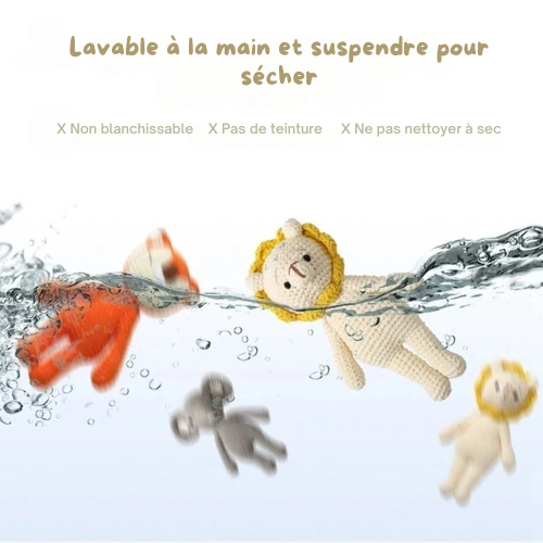 Doudou Tricoté Fait Main – Éléphant, Lion ou Renard