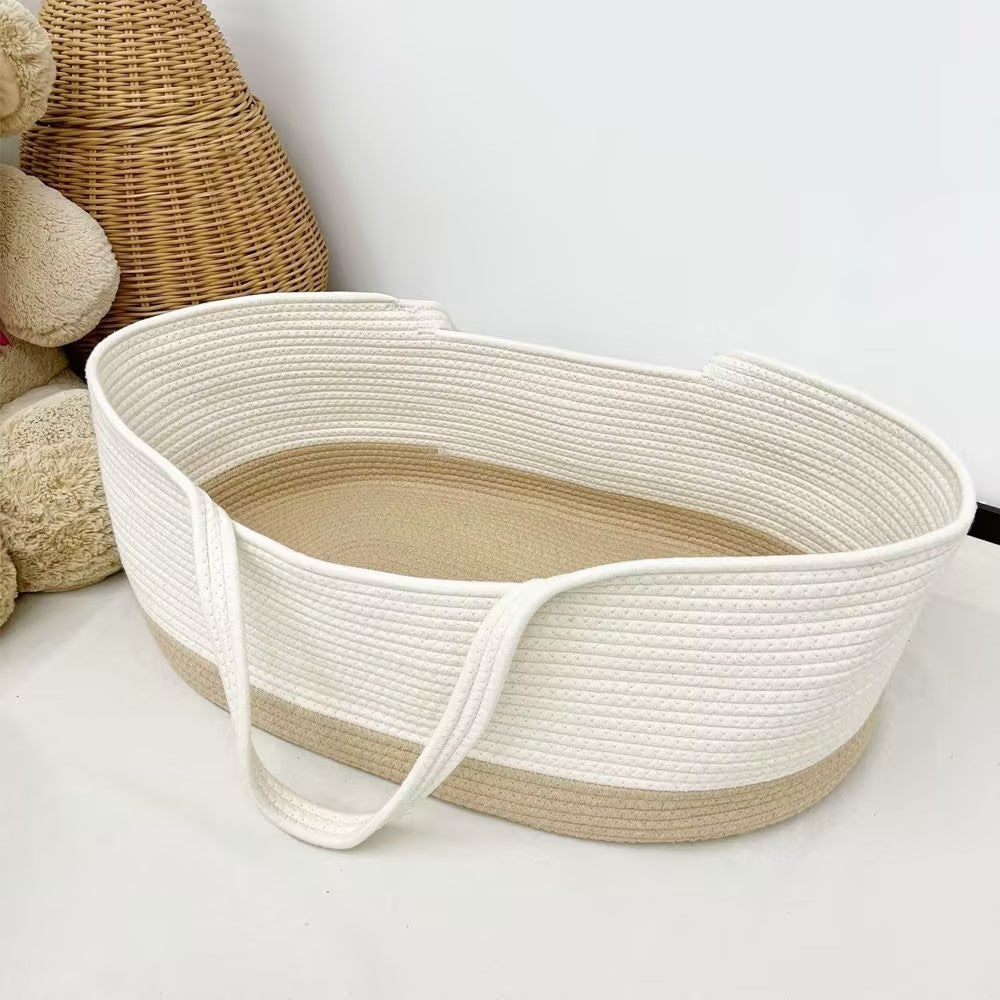 Couffin Portable pour Bébé en Corde de Coton – Pliable, Écolo et Chic