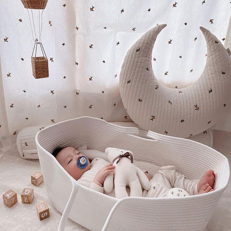 Couffin Portable pour Bébé en Corde de Coton – Pliable, Écolo et Chic