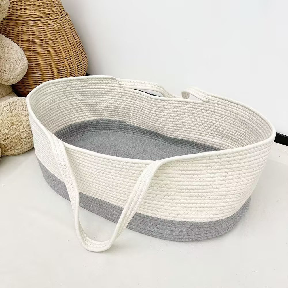 Couffin Portable pour Bébé en Corde de Coton – Pliable, Écolo et Chic