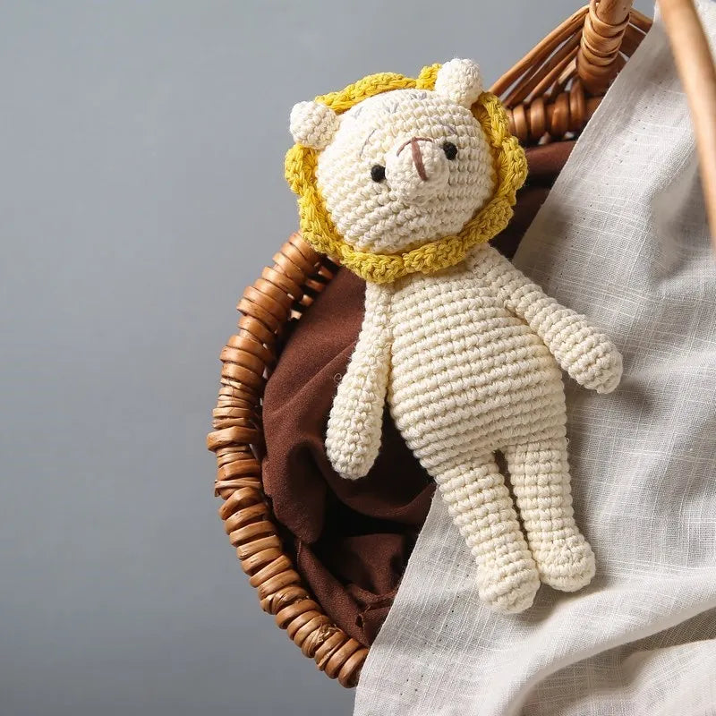 Doudou Tricoté Fait Main – Éléphant, Lion ou Renard