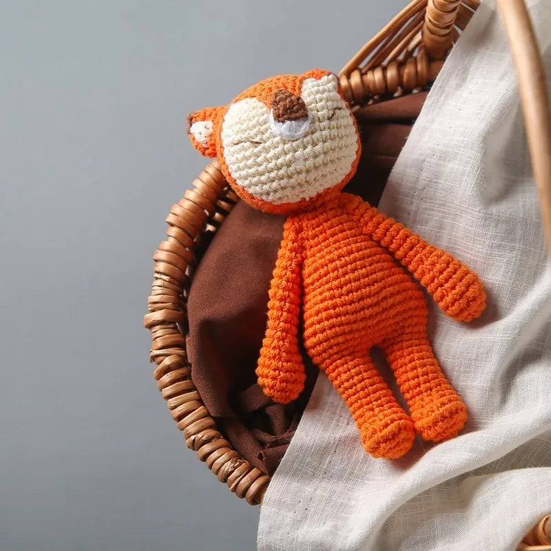 Doudou Tricoté Fait Main – Éléphant, Lion ou Renard