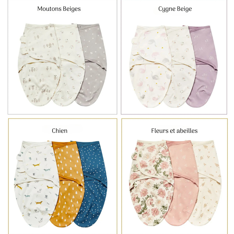 3 Cocons d’Émmaillotage Bébé – 100 % Coton Doux