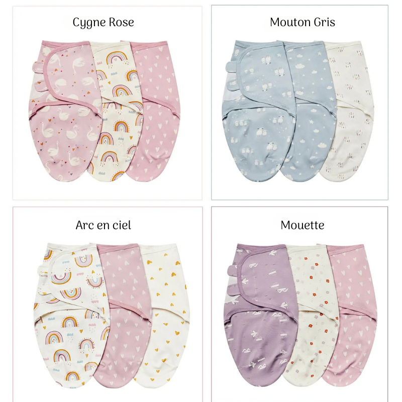 3 Cocons d’Émmaillotage Bébé – 100 % Coton Doux