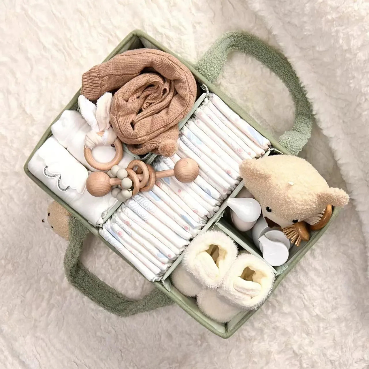 Organisateur de couches Vert-Rose-Beige