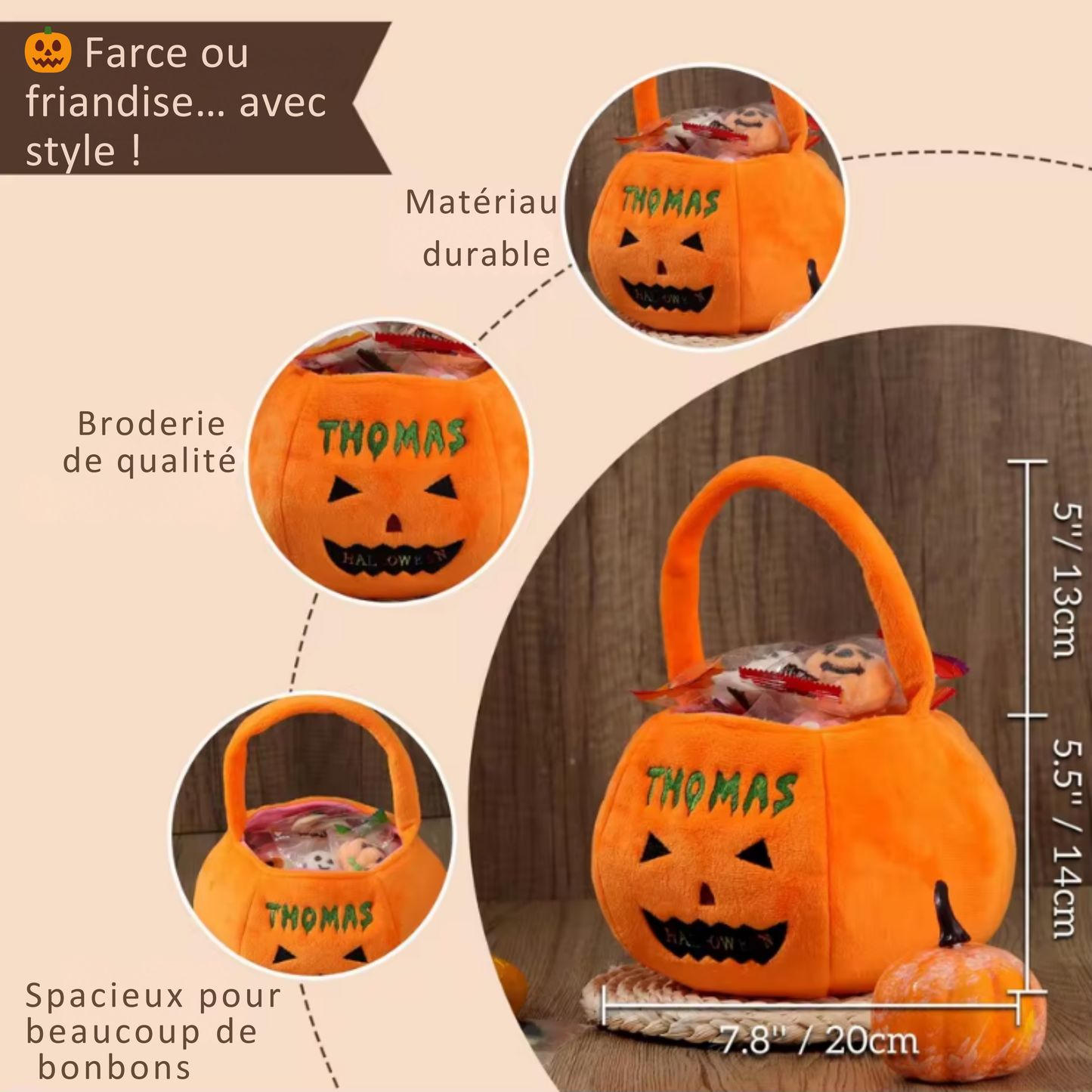 Panier Halloween Personnalisé Citrouille