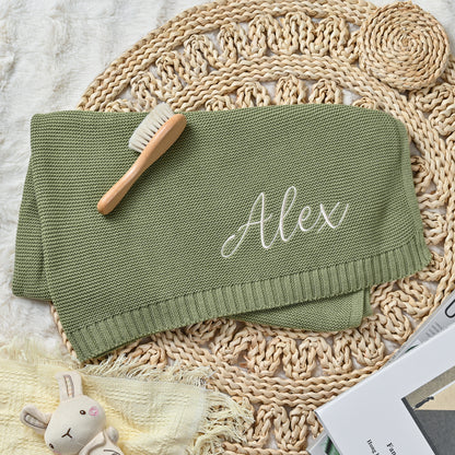 Coffret Duo Douillet Personnalisé – Lapin en Peluche & couverture brodés au prénom de bébé