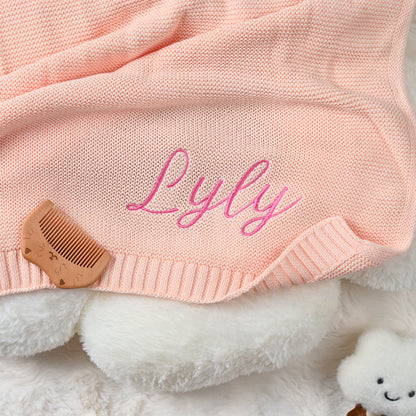 Coffret Duo Douillet Personnalisé – Lapin en Peluche & couverture brodés au prénom de bébé