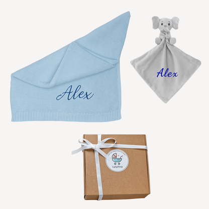 Coffret – Couverture et doudou personnalisés au prénom de bébé