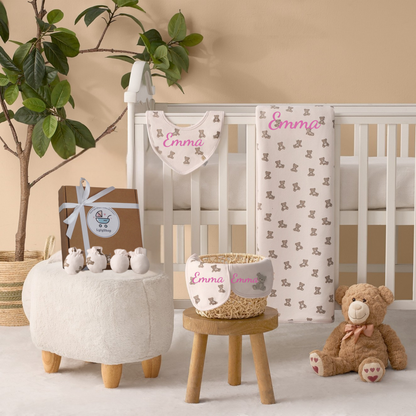 Coffret Naissance Ours Personnalisé – Coffret Cadeau 6 Pièces