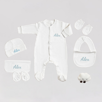 Coffret - Ensemble sortie d’hôpital personnalisé avec couverture assortie