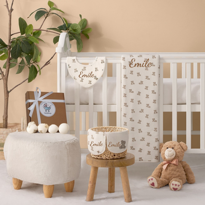 Coffret Naissance Ours Personnalisé – Coffret Cadeau 6 Pièces