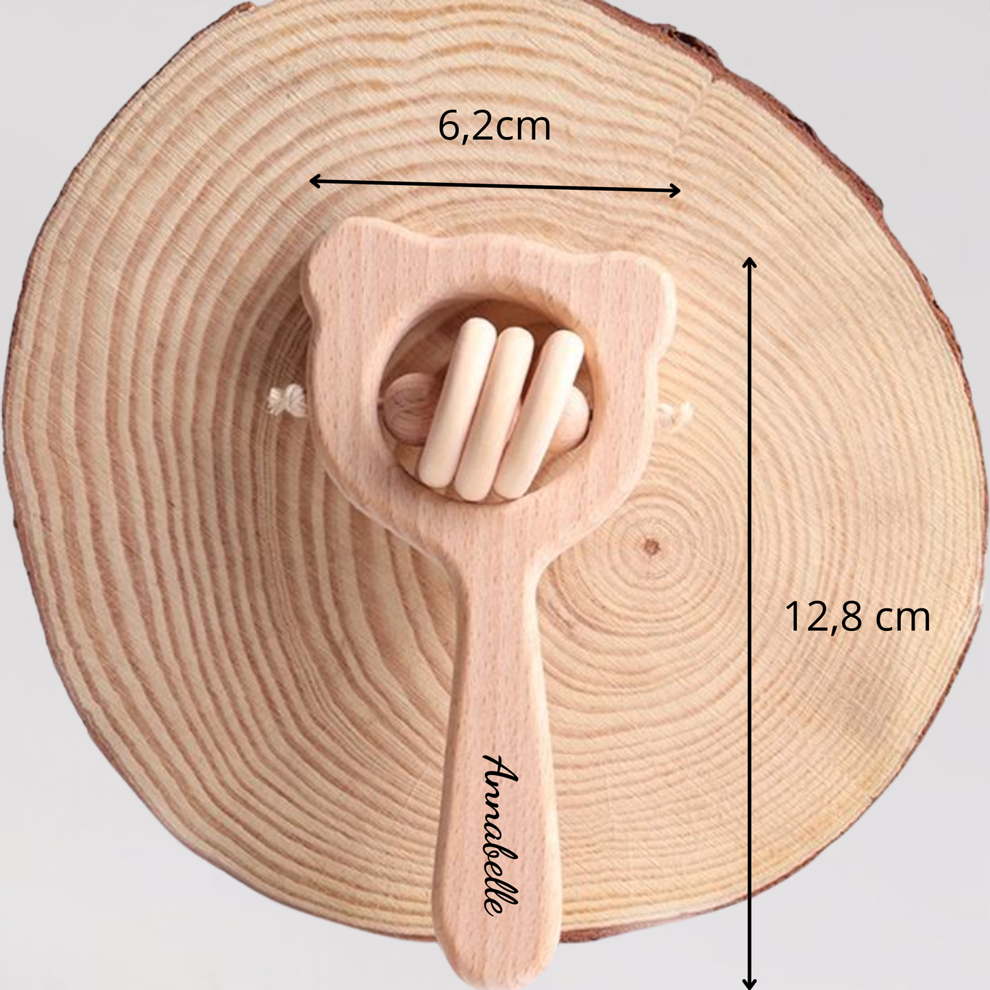 Coffret - Hochet ours personnalisé en bois