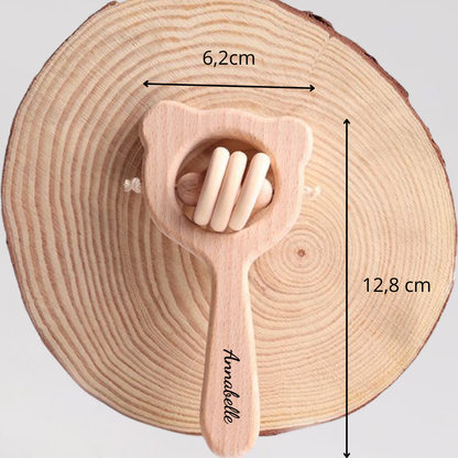 Coffret - Hochet ours personnalisé en bois