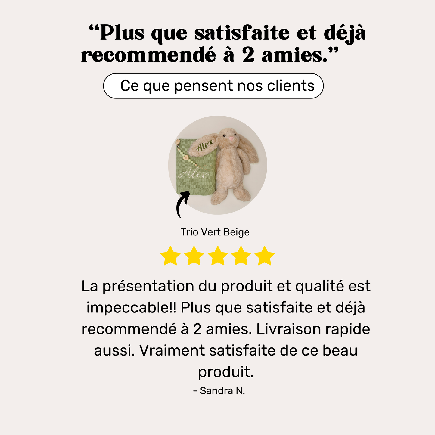 Coffret Trio Personnalisé Lapin, Couverture et Attache-tétine