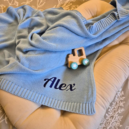 Coffret Duo Personnalisé – Lapin en Peluche & couverture brodés au prénom de bébé