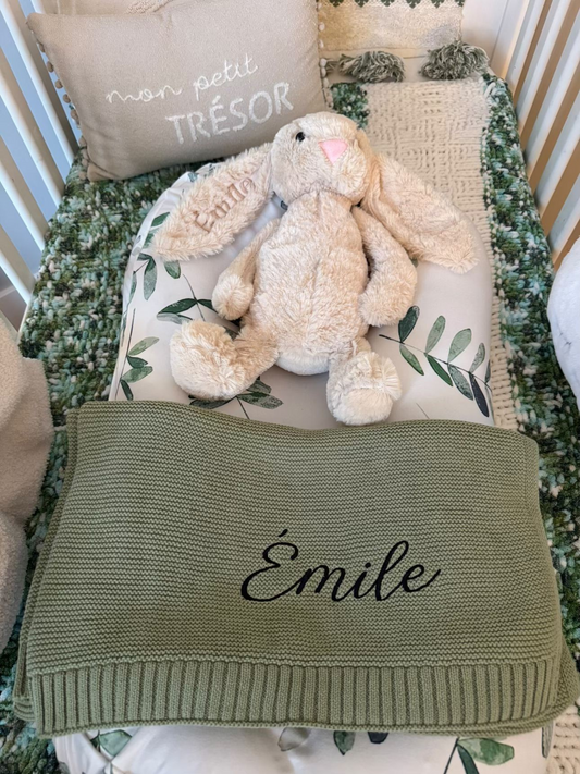 🐰✨ Ensemble personnalisé Lapin et couverture - personnalisable