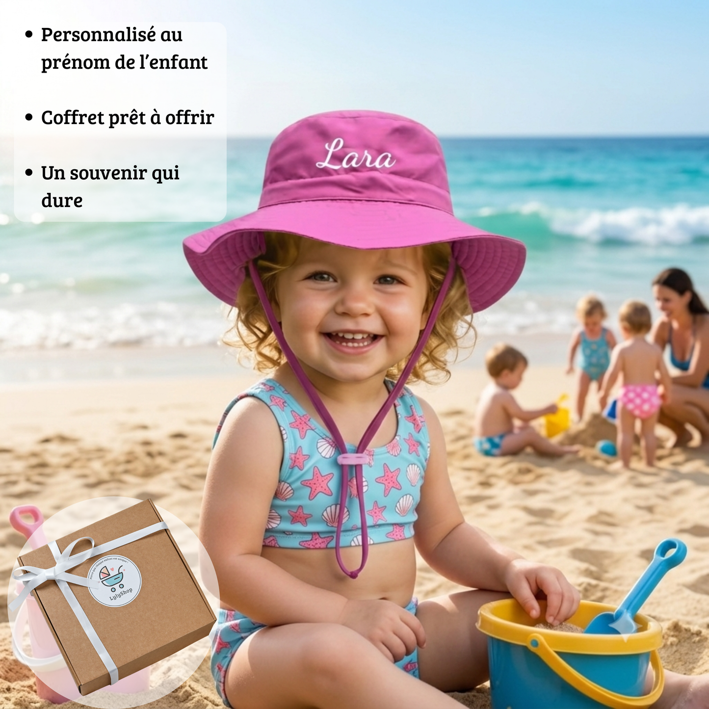 Coffret Chapeau de soleil personnalisé - Prénom brodé