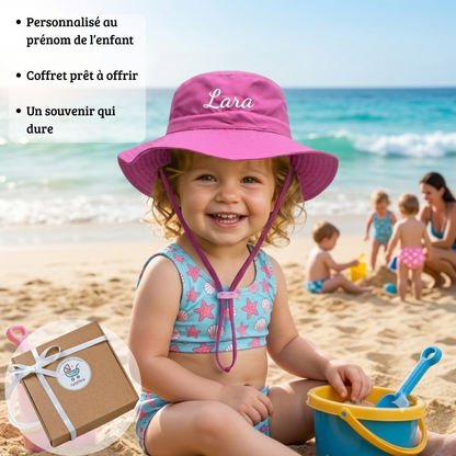Coffret Chapeau de soleil personnalisé - Prénom brodé
