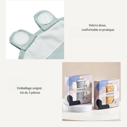 3 Cocons d’Émmaillotage Bébé – 100 % Coton Doux