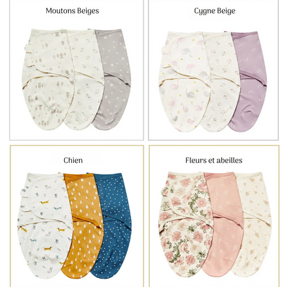 3 Cocons d’Émmaillotage Bébé – 100 % Coton Doux