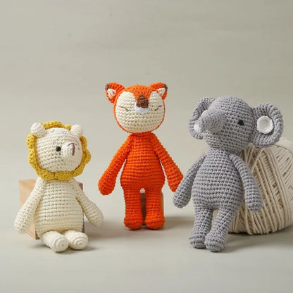Doudou Tricoté Fait Main – Éléphant, Lion ou Renard