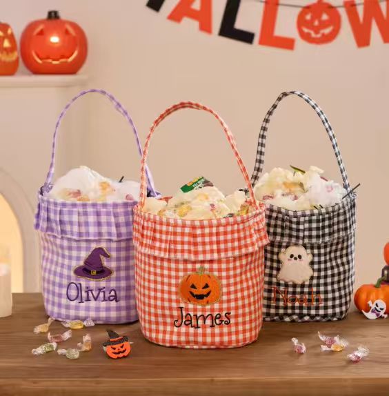Panier Friandises Halloween Personnalisé Vichy