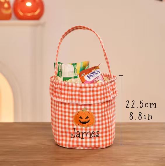 Panier Friandises Halloween Personnalisé Vichy
