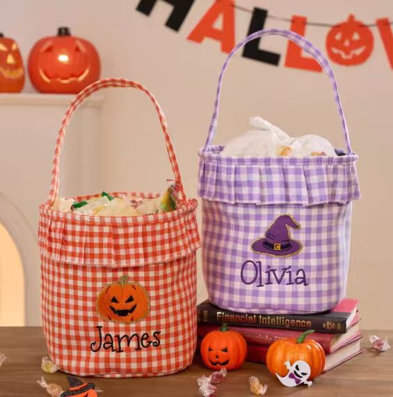 Panier Friandises Halloween Personnalisé Vichy